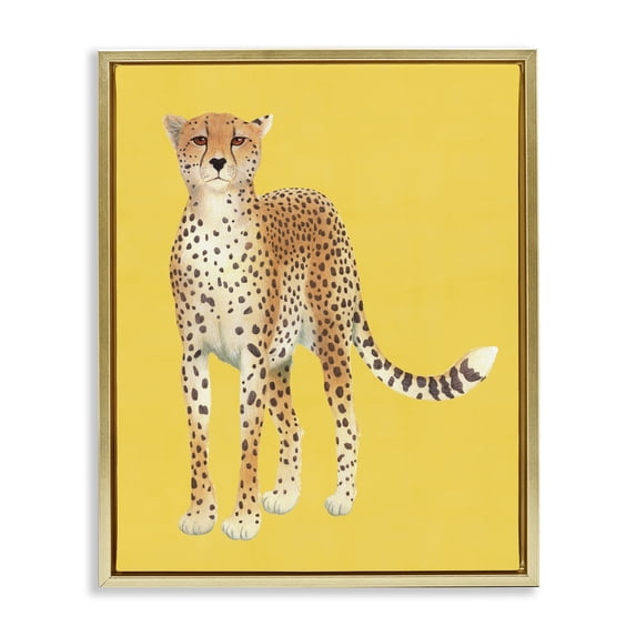 Stupell Industries Modern Exotic Cheetah over Yellow Gold Floating Frame Canvas Art, 25 x 31, by Karolina Sato