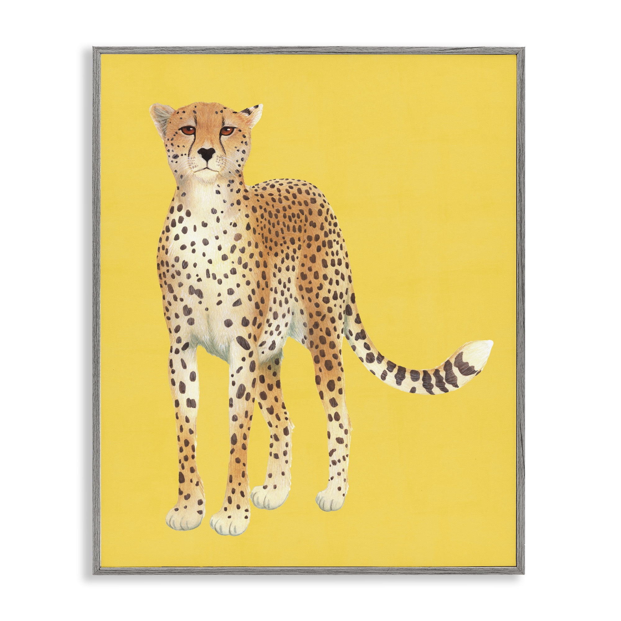 Stupell Industries Exotic Cheetah over Yellow Gray Framed Giclee Art, design by Karolina Sato