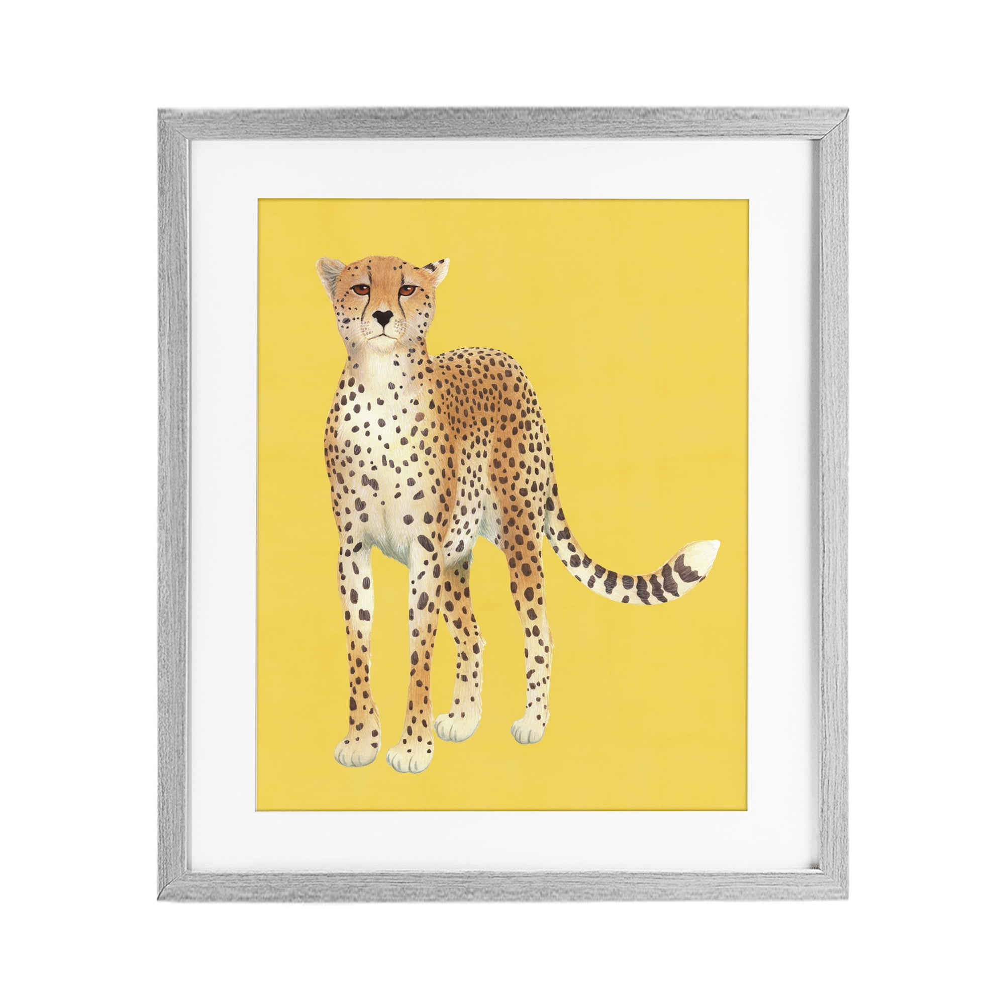 Stupell Industries Exotic Cheetah over Yellow Gray Framed Print Under Glass, design by Karolina Sato