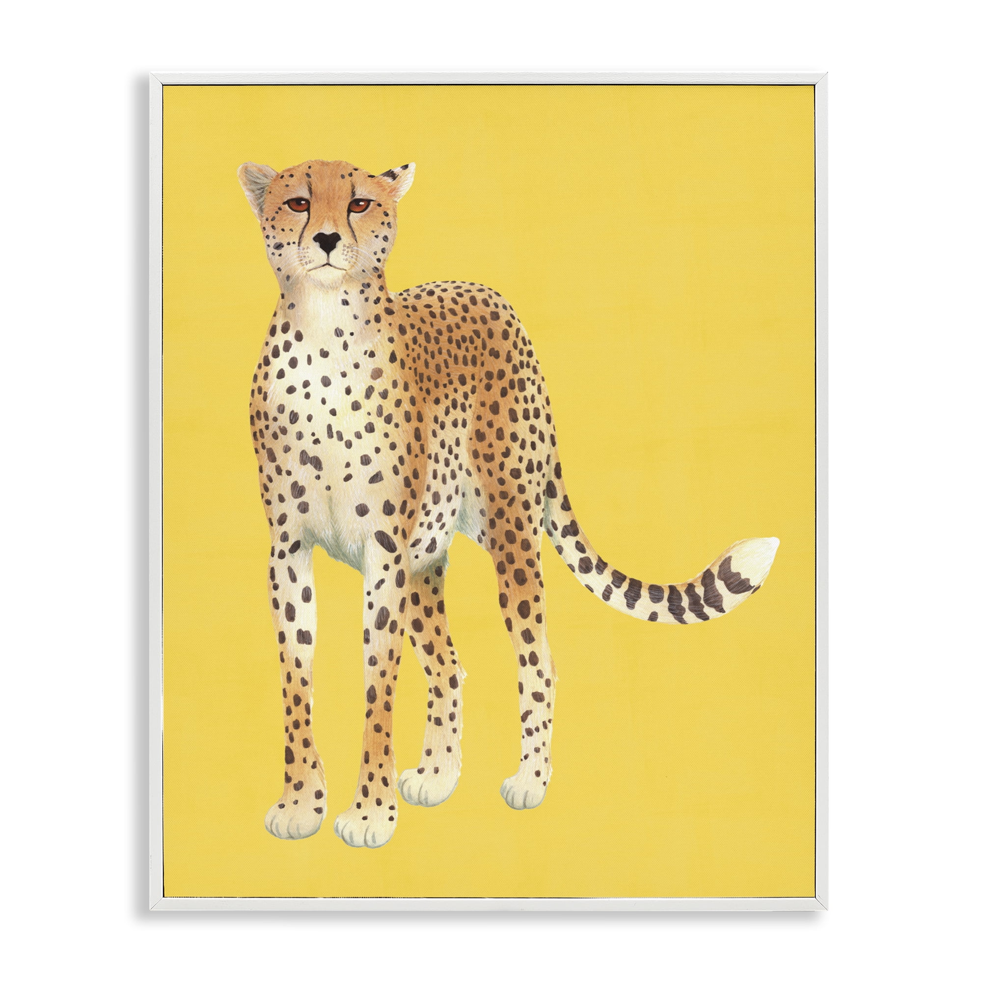 Stupell Industries Exotic Cheetah over Yellow White Framed Giclee Art, design by Karolina Sato