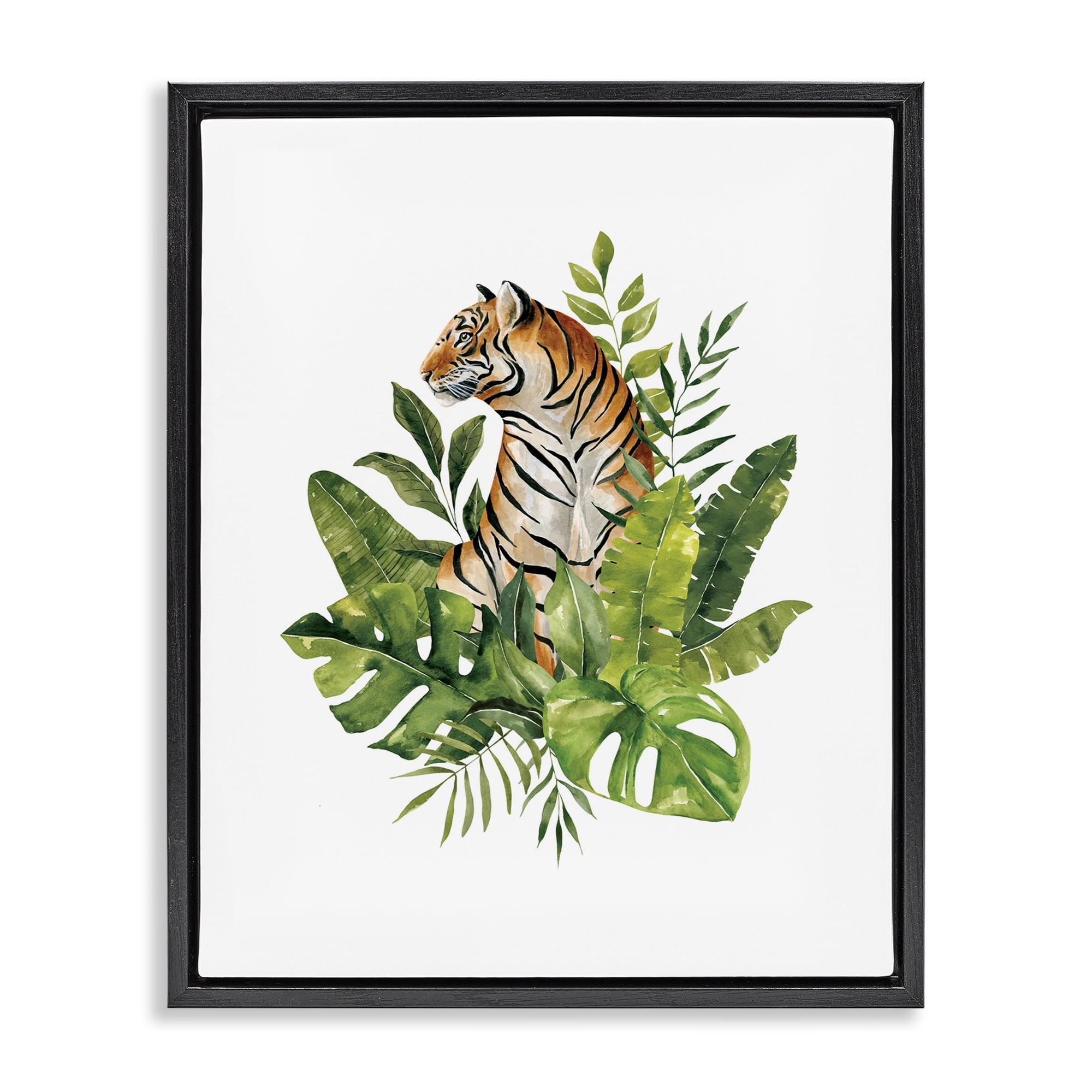 Stupell Industries Exotic Jungle Tiger Black Framed Floater Canvas Wall Art, design by Bethany Sandoval