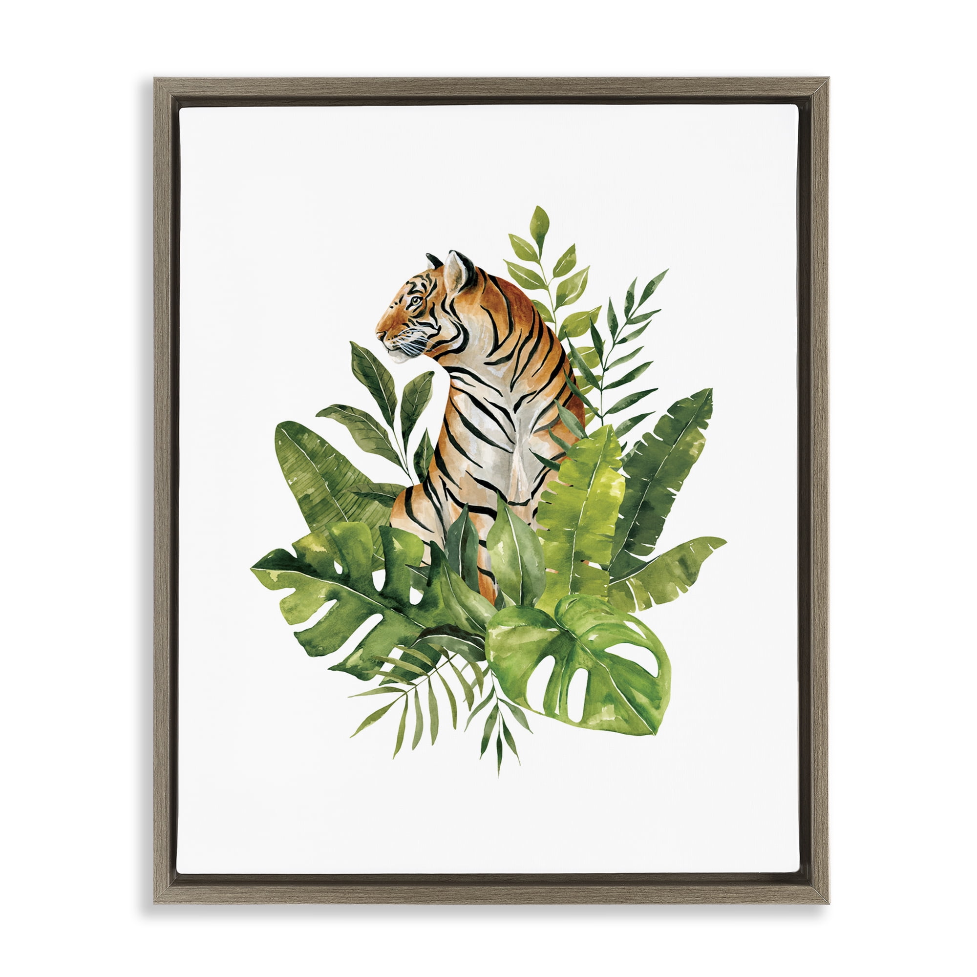Stupell Industries Exotic Jungle Tiger Brown Framed Floater Canvas Wall Art, design by Bethany Sandoval