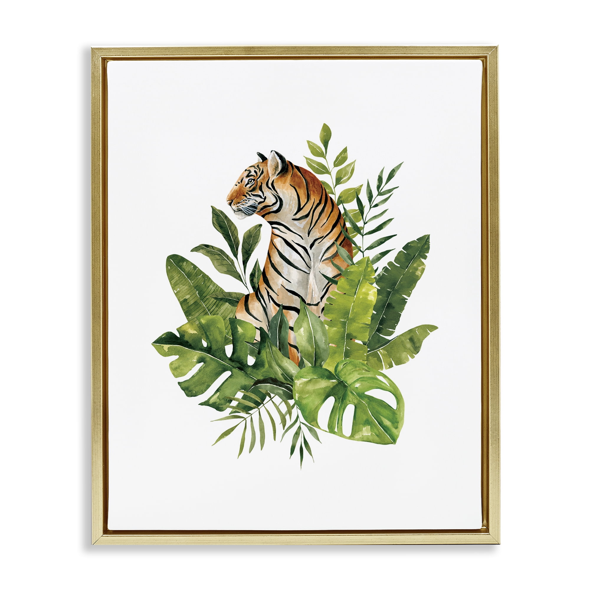 Stupell Industries Exotic Jungle Tiger Gold Framed Floater Canvas Wall Art, design by Bethany Sandoval