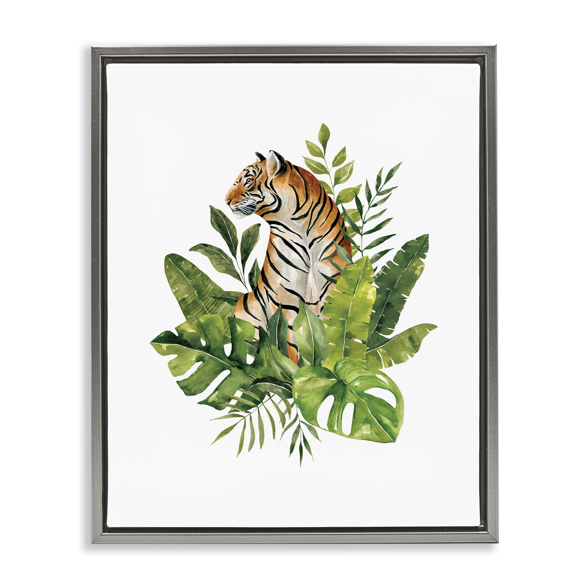 Stupell Industries Exotic Jungle Tiger Gray Framed Floater Canvas Wall Art, design by Bethany Sandoval