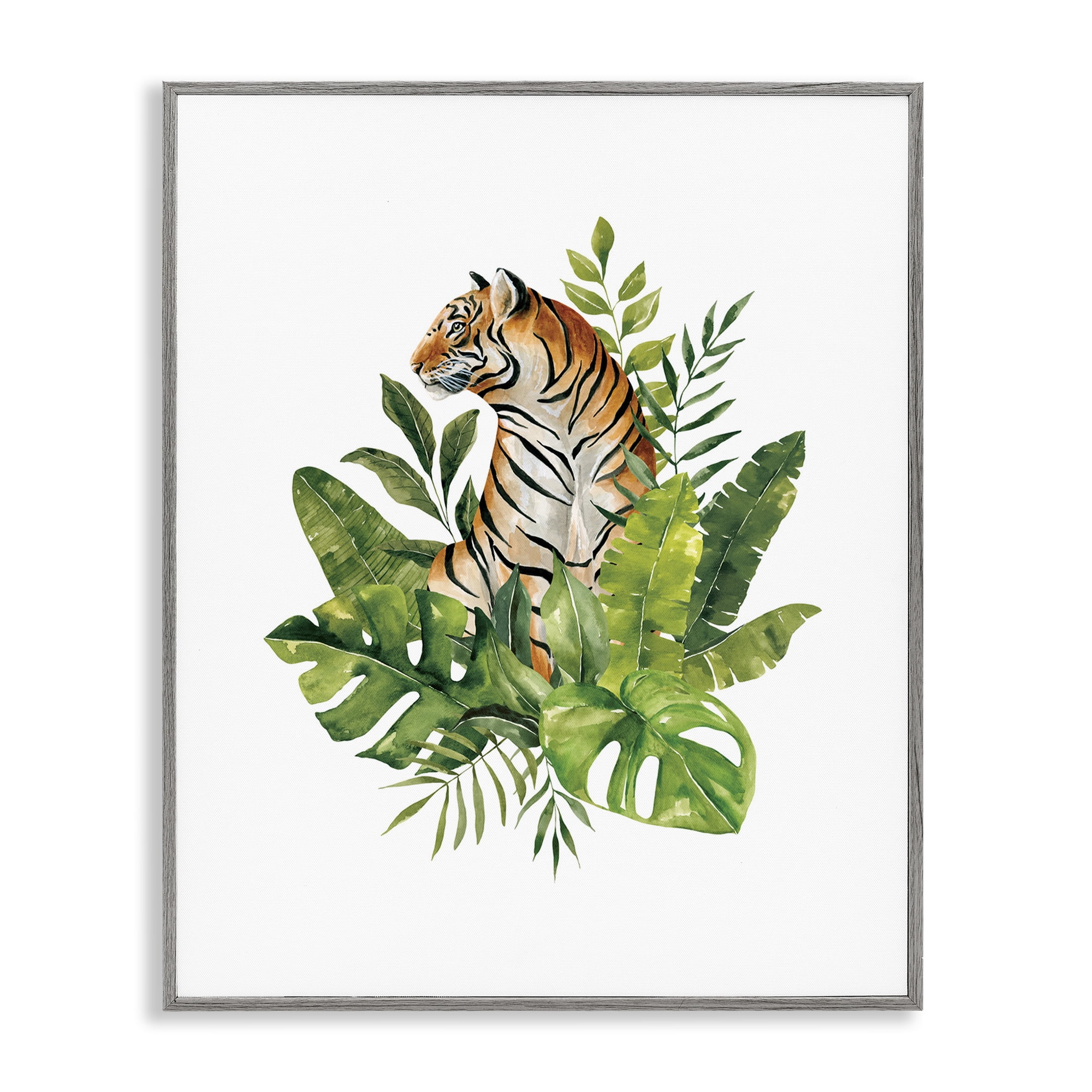 Stupell Industries Exotic Jungle Tiger Gray Framed Giclee Art, design by Bethany Sandoval