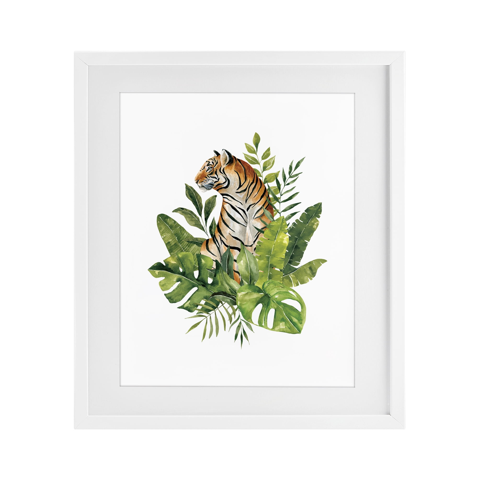 Stupell Industries Exotic Jungle Tiger White Framed Print Under Glass, design by Bethany Sandoval