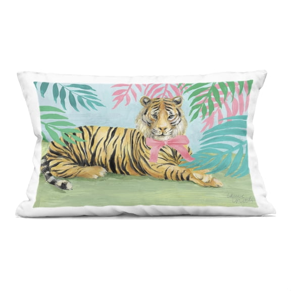 Stupell Industries Exotic Jungle Tiger with Bow Decorative Printed Throw Pillow, design by Lanie Loreth
