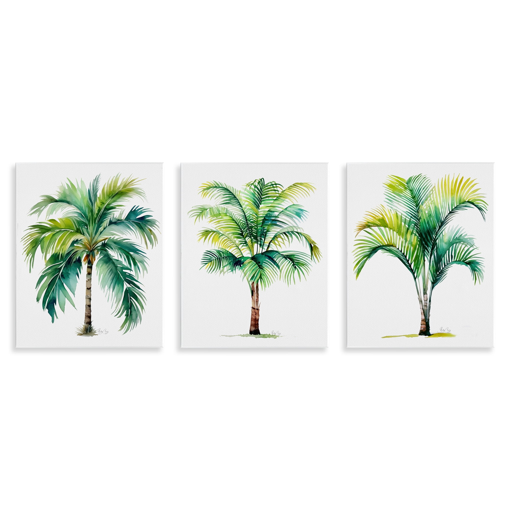 Stupell Industries Exotic Lagoon Palms 3 Piece Wall Plaque Art Set, design by Shelly Craig