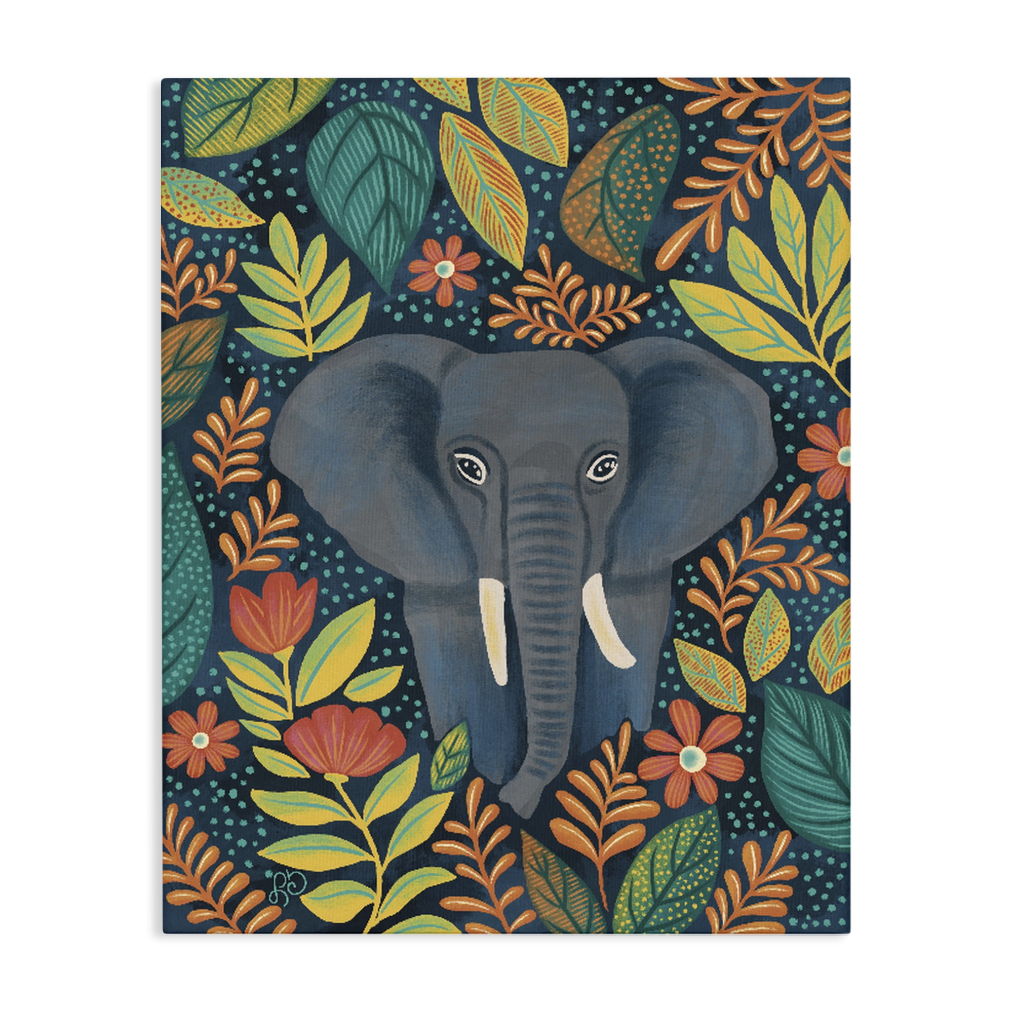 Stupell Industries Exotic Leaf Pattern Elephant Canvas Wall Art, design by Lisa R Dumm