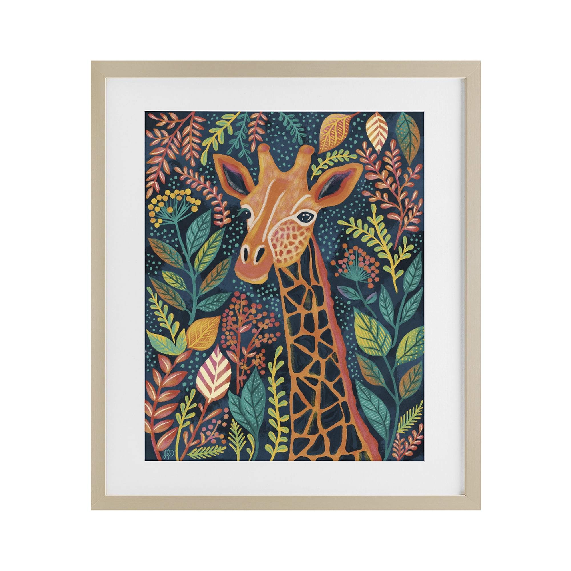 Stupell Industries Exotic Leaf Pattern Giraffe Birch Framed Print Under Glass, design by Lisa R Dumm