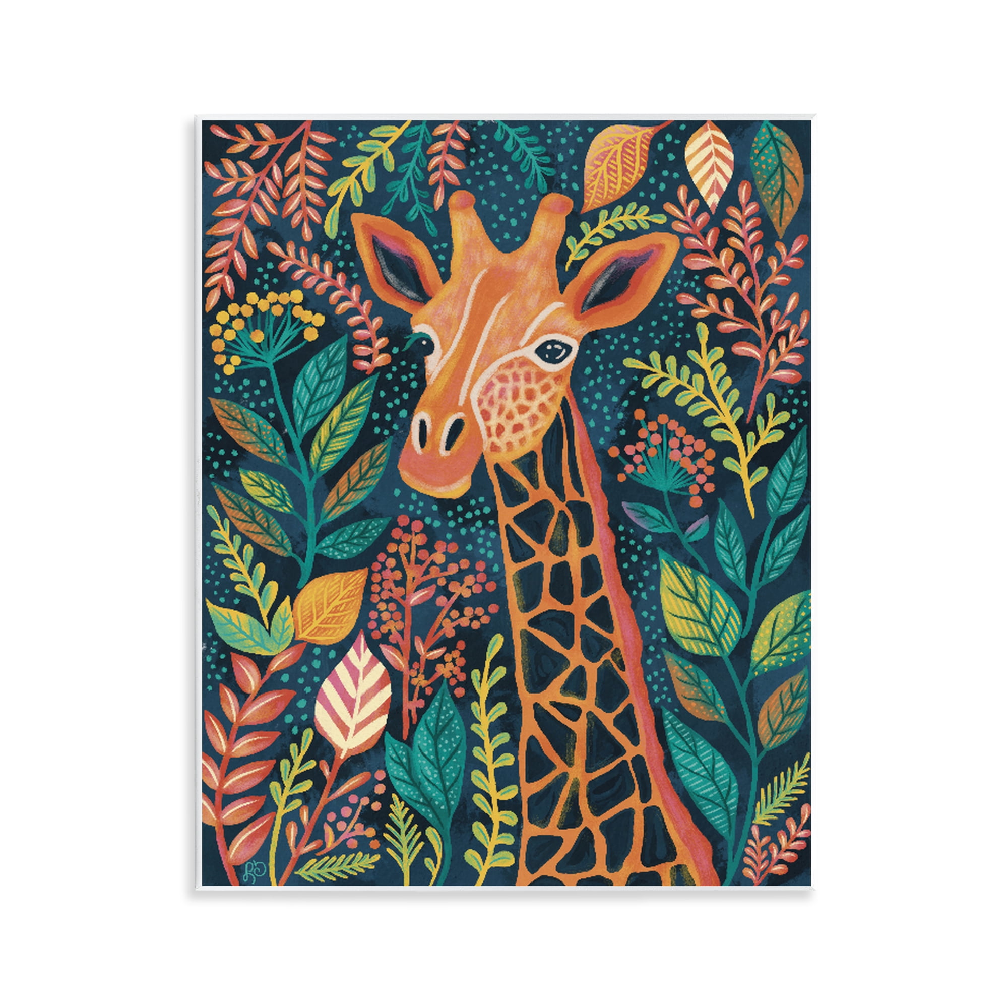 Stupell Industries Exotic Leaf Pattern Giraffe Wall Plaque Art, design by Lisa R Dumm