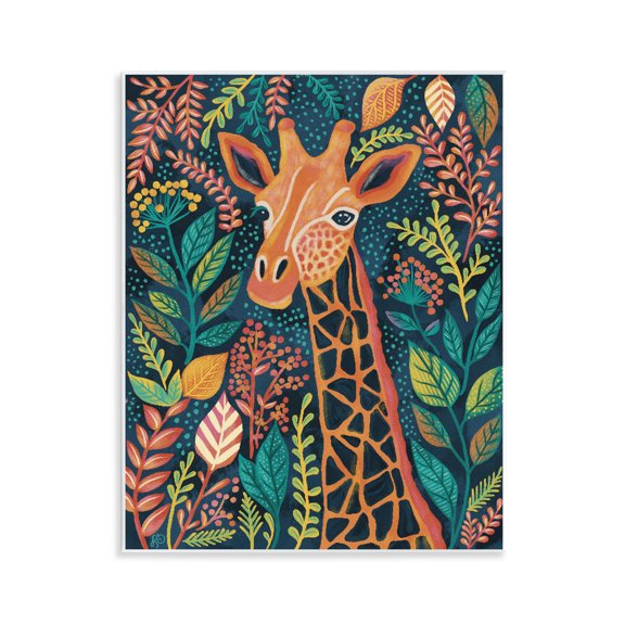 Stupell Industries Eclectic Exotic Leaf Pattern Giraffe Wall Plaque Art, 11 x 14, by Lisa R Dumm