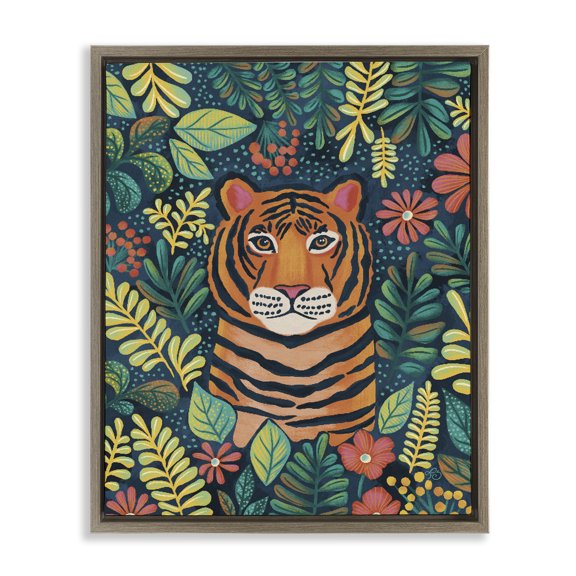 Stupell Industries Eclectic Exotic Leaf Pattern Tiger Brown Floating Frame Canvas Art, 25 x 31, by Lisa R Dumm