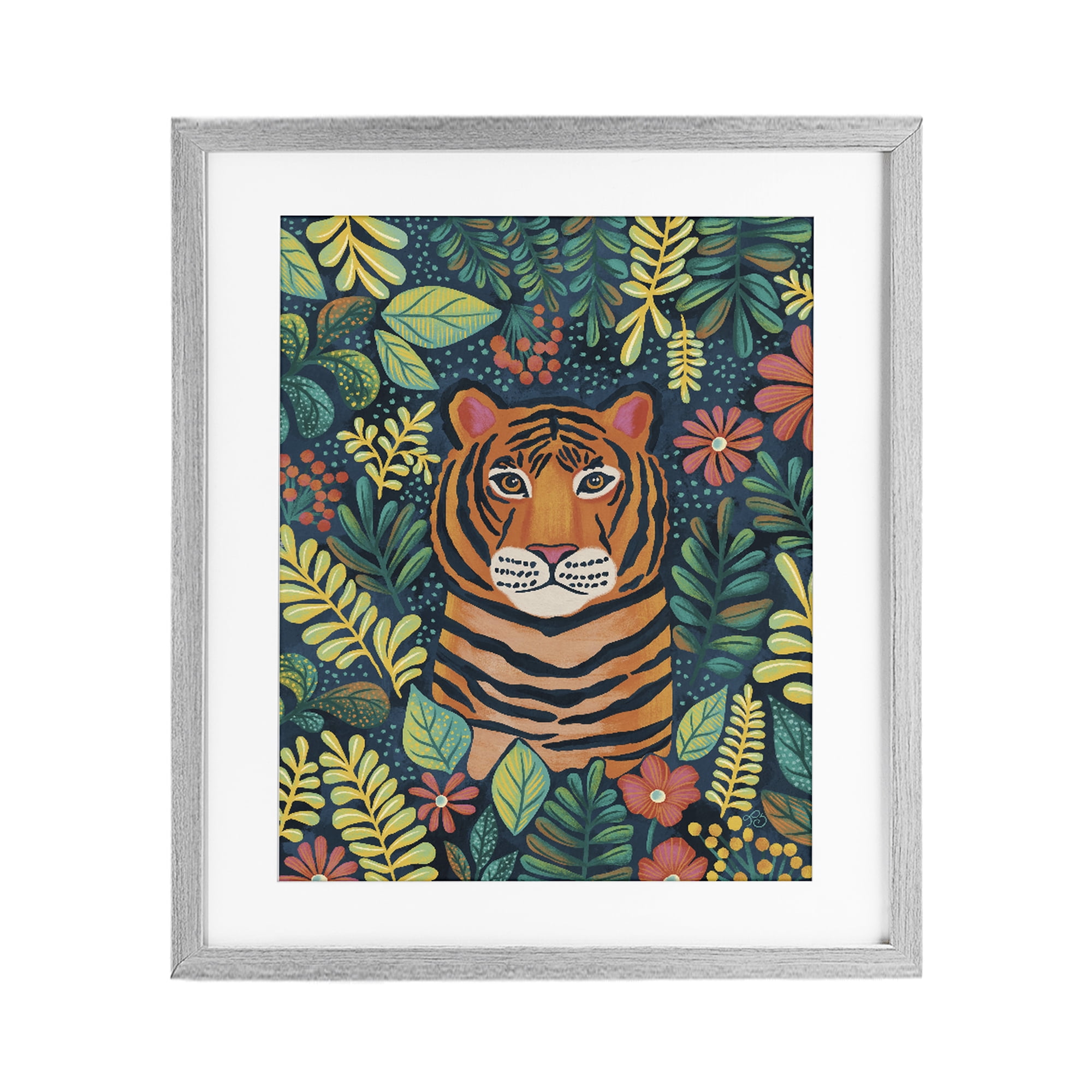 Stupell Industries Exotic Leaf Pattern Tiger Gray Framed Print Under Glass, design by Lisa R Dumm
