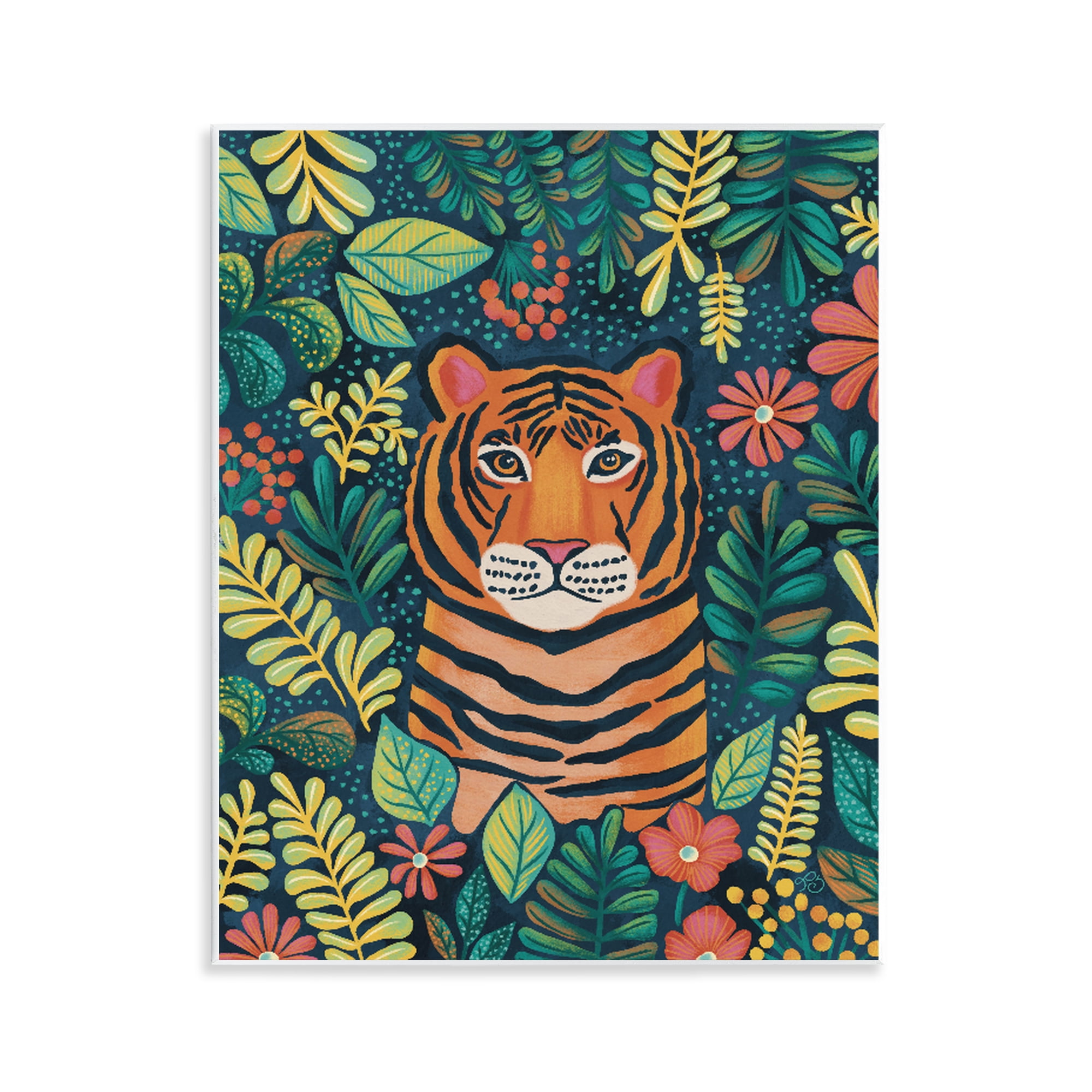 Stupell Industries Exotic Leaf Pattern Tiger Wall Plaque Art, design by Lisa R Dumm