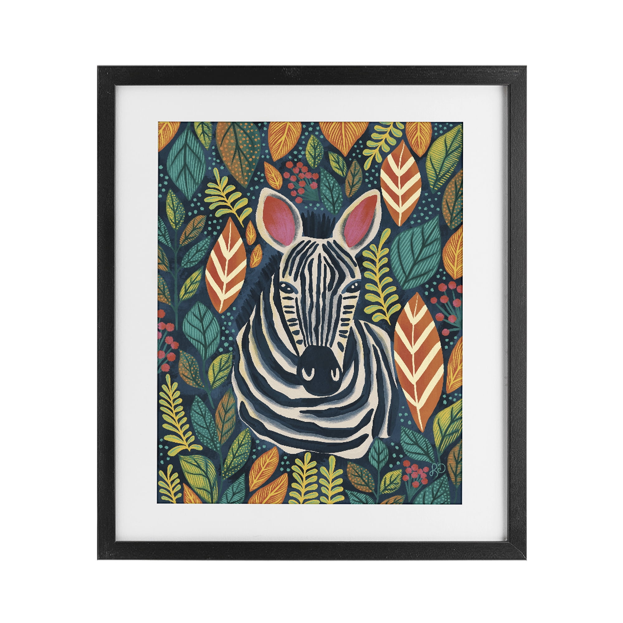 Stupell Industries Exotic Leaf Pattern Zebra Black Framed Print Under Glass, design by Lisa R Dumm