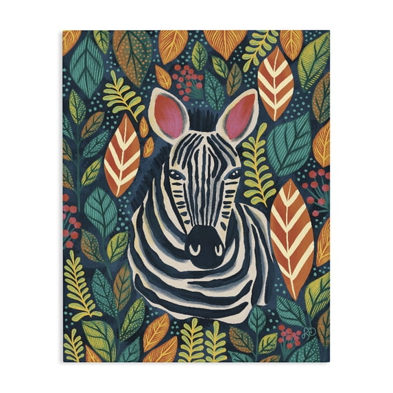Stupell Industries Eclectic Exotic Leaf Pattern Zebra Canvas Art, 24 x 30, by Lisa R Dumm