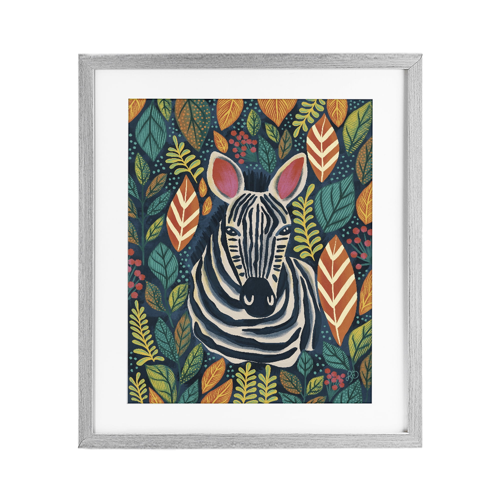 Stupell Industries Exotic Leaf Pattern Zebra Gray Framed Print Under Glass, design by Lisa R Dumm