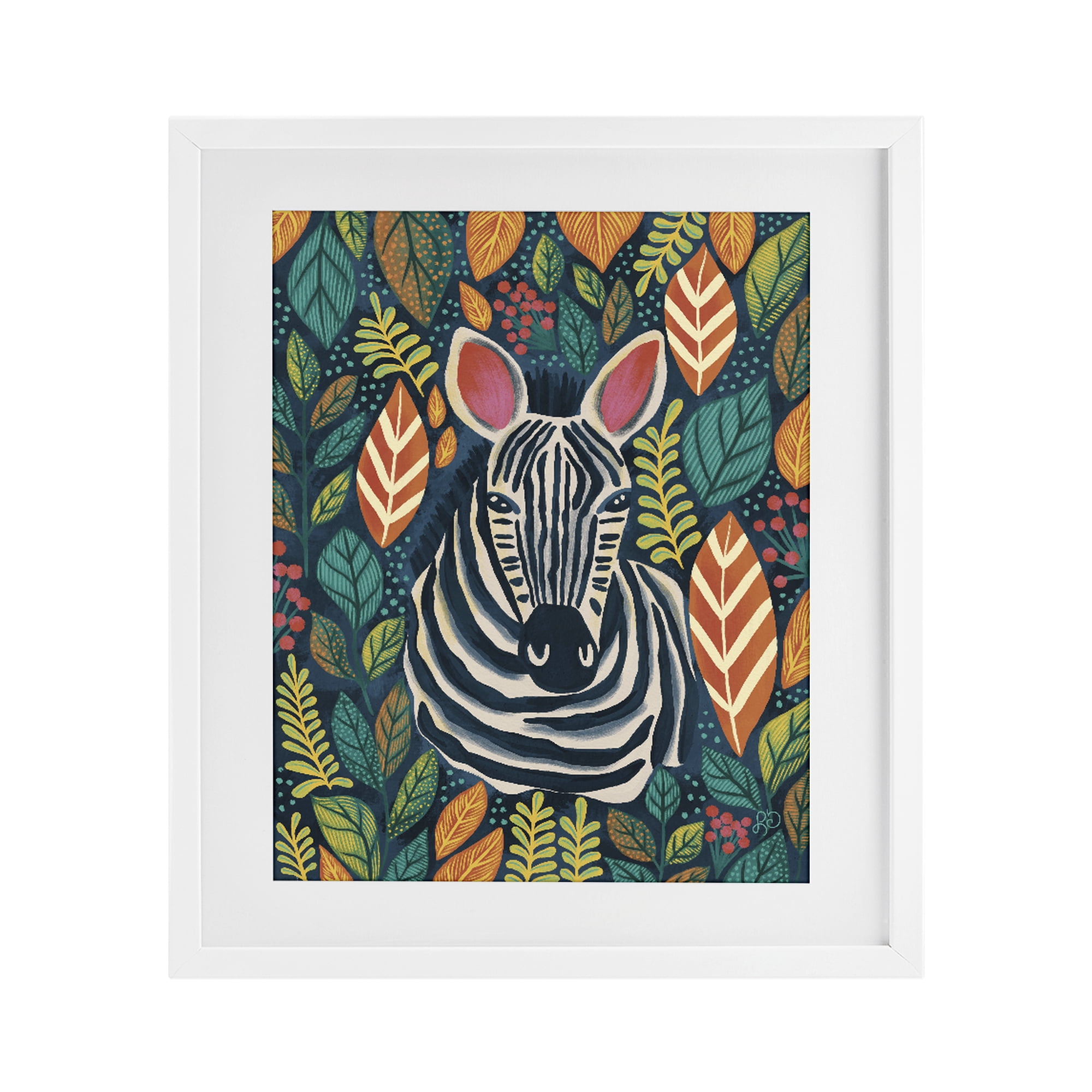 Stupell Industries Exotic Leaf Pattern Zebra White Framed Print Under Glass, design by Lisa R Dumm