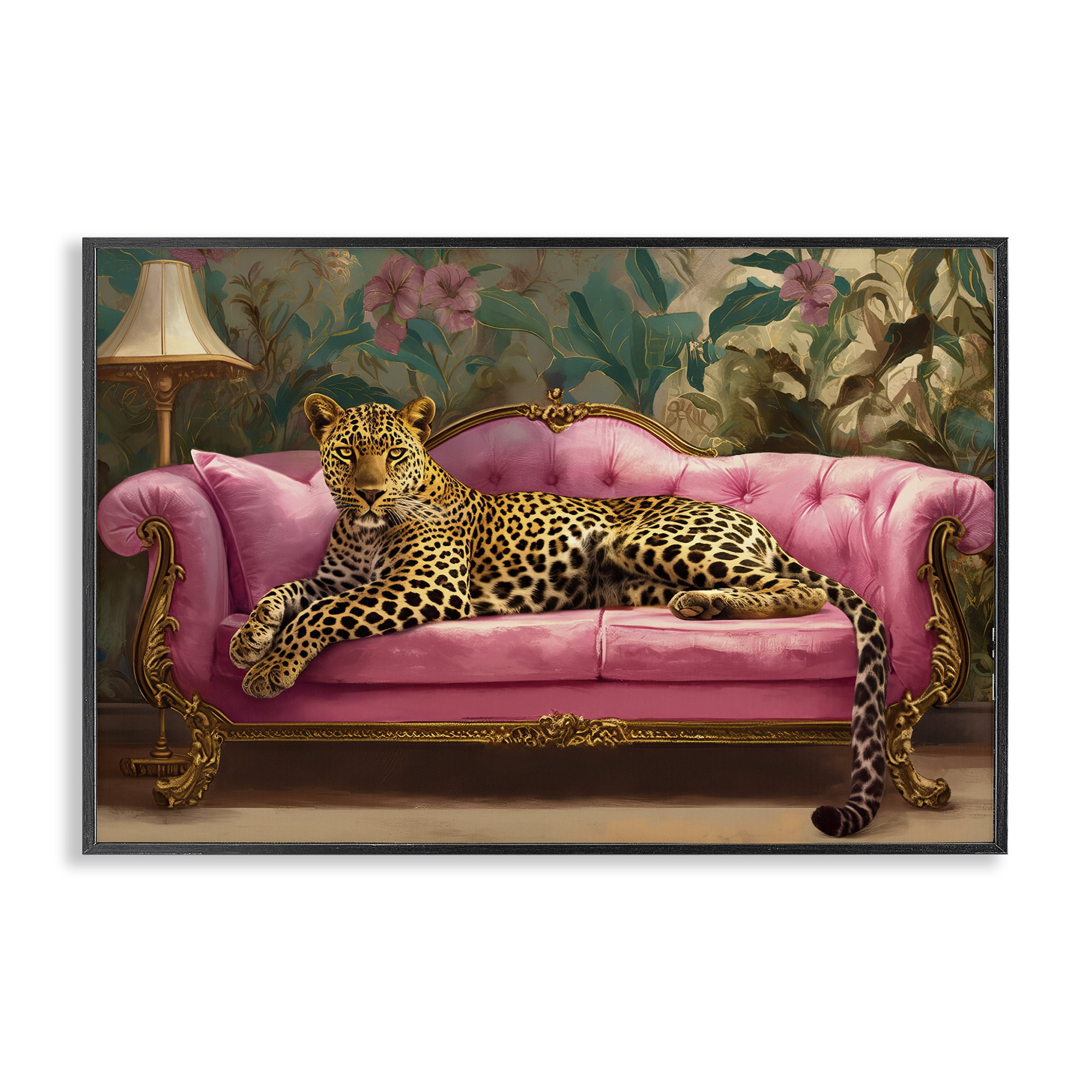 Stupell Industries Exotic Lounging Leopard Black Framed Giclee Art, design by Tina LeCour
