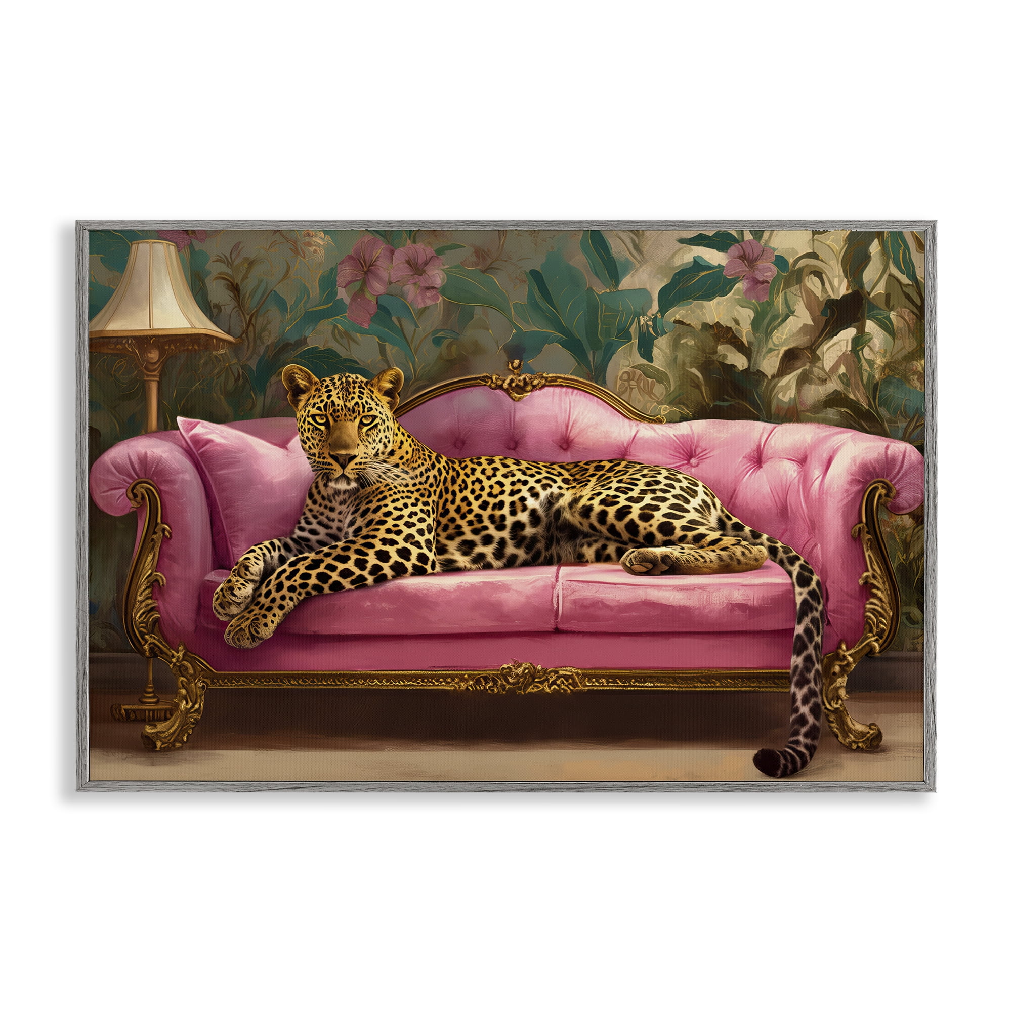 Stupell Industries Exotic Lounging Leopard Gray Framed Giclee Art, design by Tina LeCour