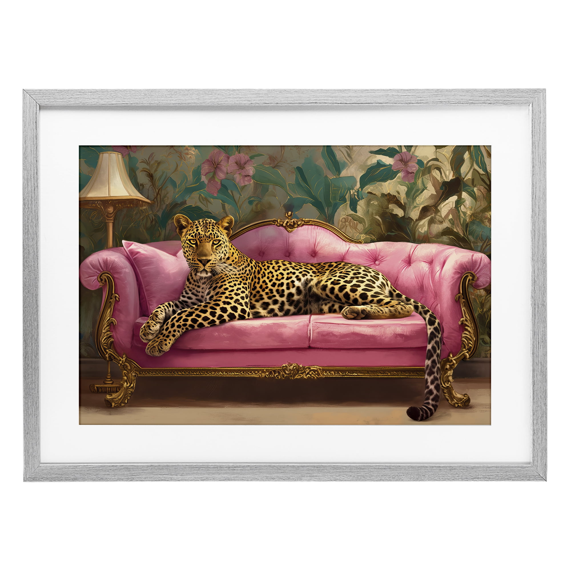 Stupell Industries Exotic Lounging Leopard Gray Framed Print Under Glass, design by Tina LeCour