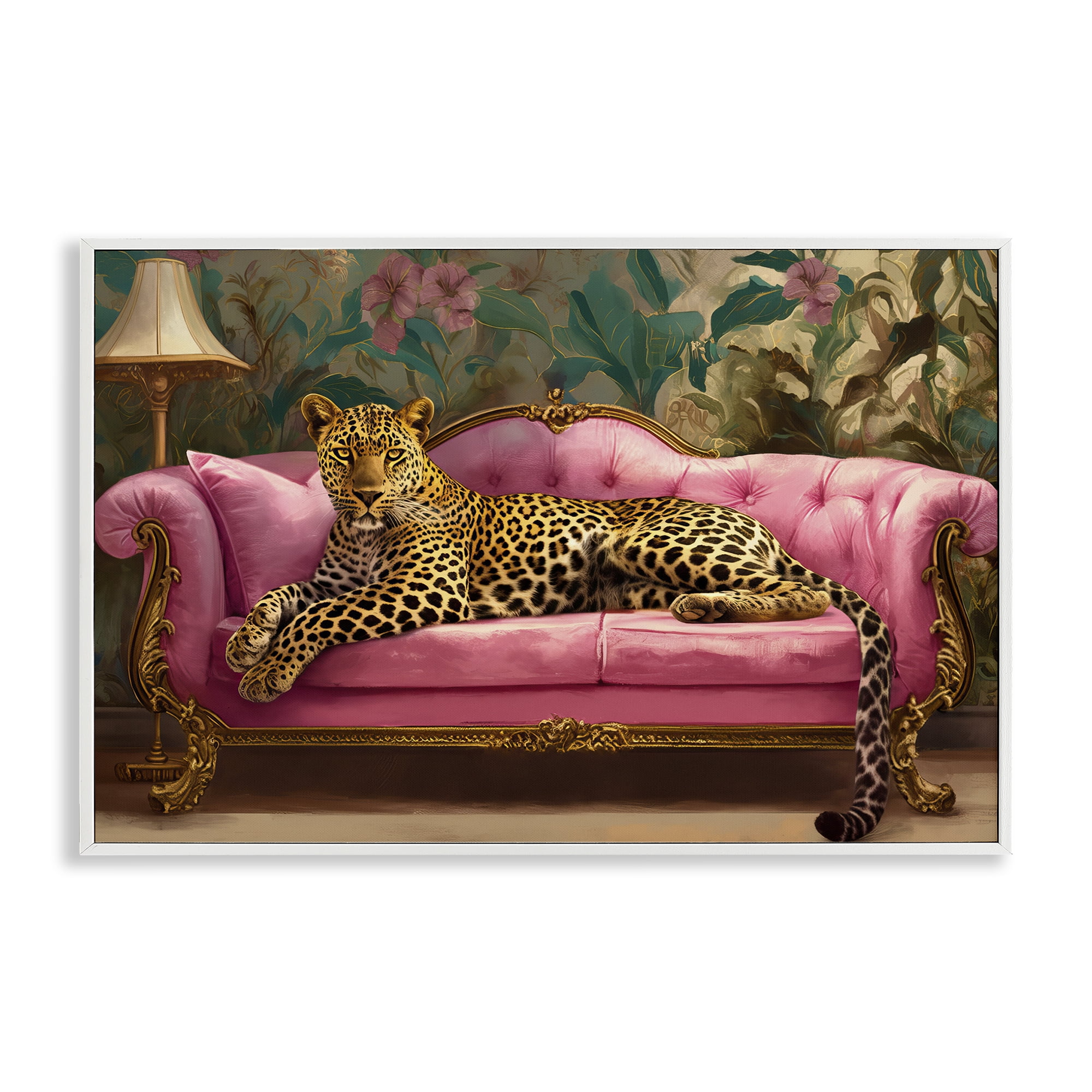 Stupell Industries Exotic Lounging Leopard White Framed Giclee Art, design by Tina LeCour