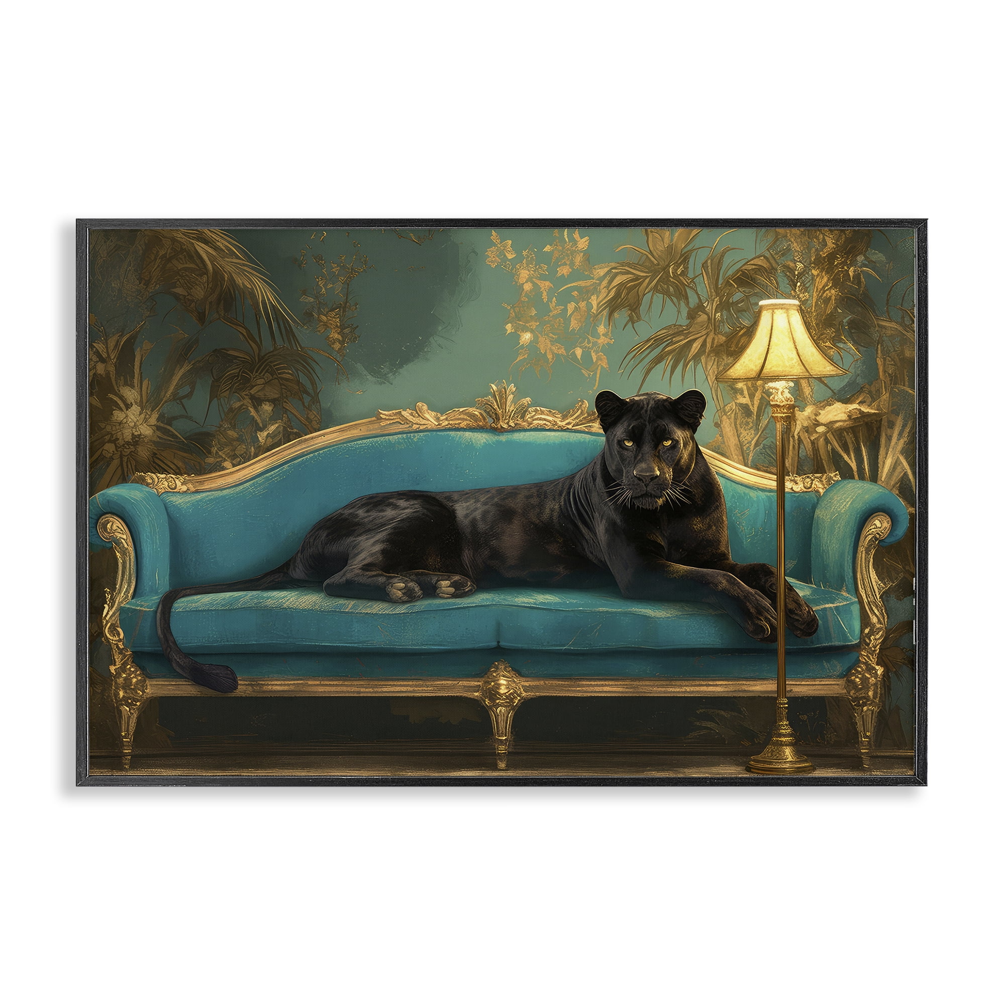 Stupell Industries Exotic Lounging Panther Black Framed Giclee Art, design by Tina LeCour