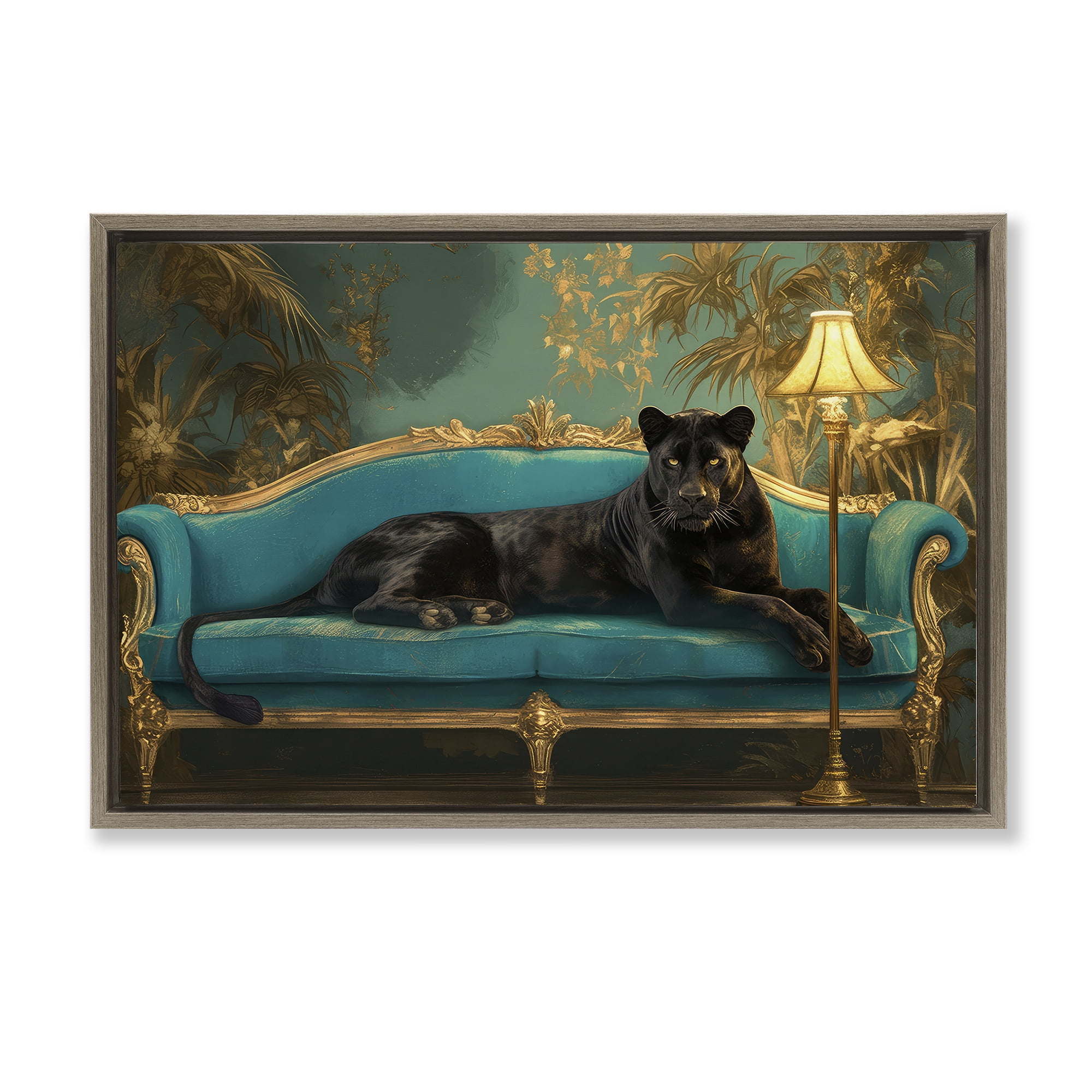 Stupell Industries Exotic Lounging Panther Brown Framed Floater Canvas Wall Art, design by Tina LeCour