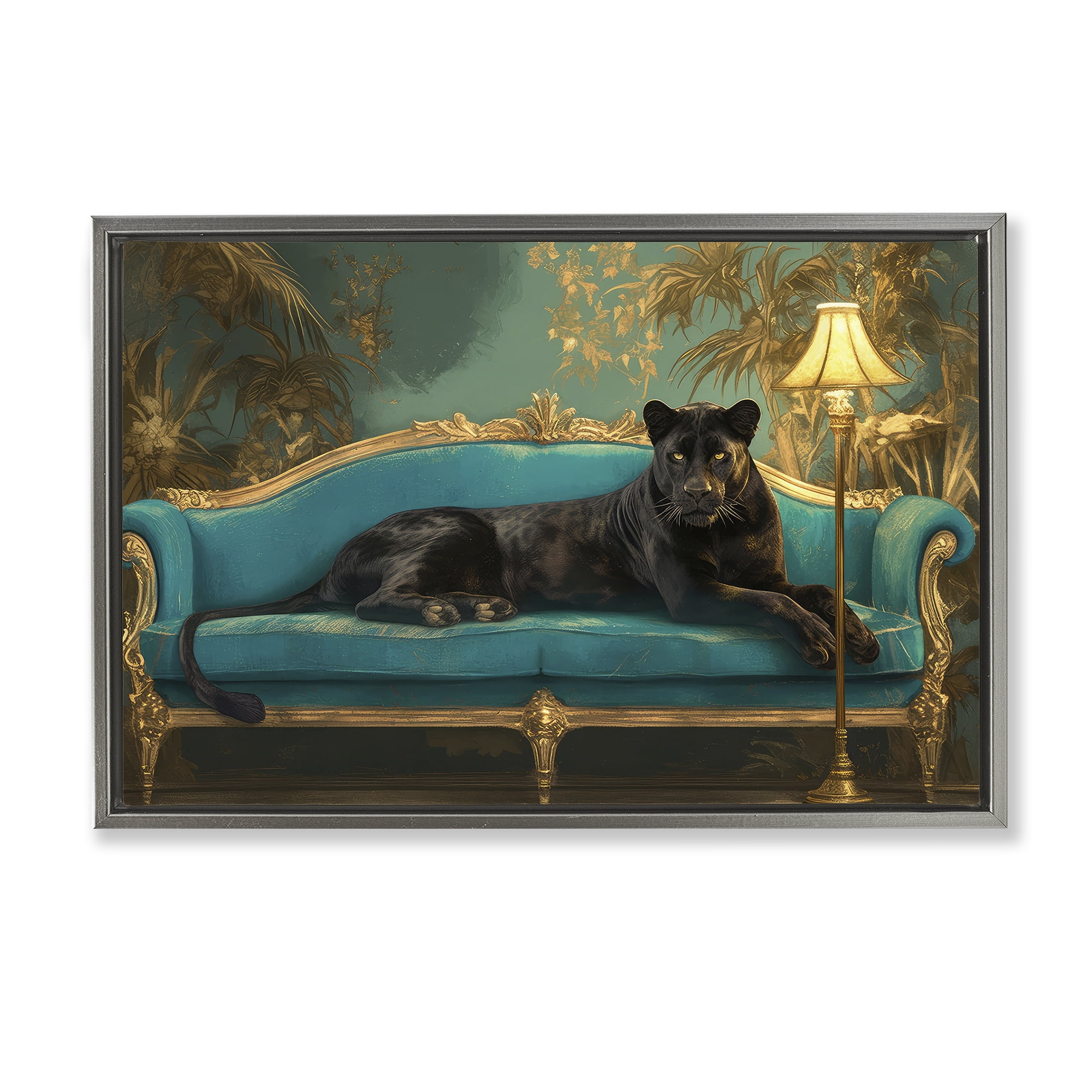 Stupell Industries Exotic Lounging Panther Gray Framed Floater Canvas Wall Art, design by Tina LeCour