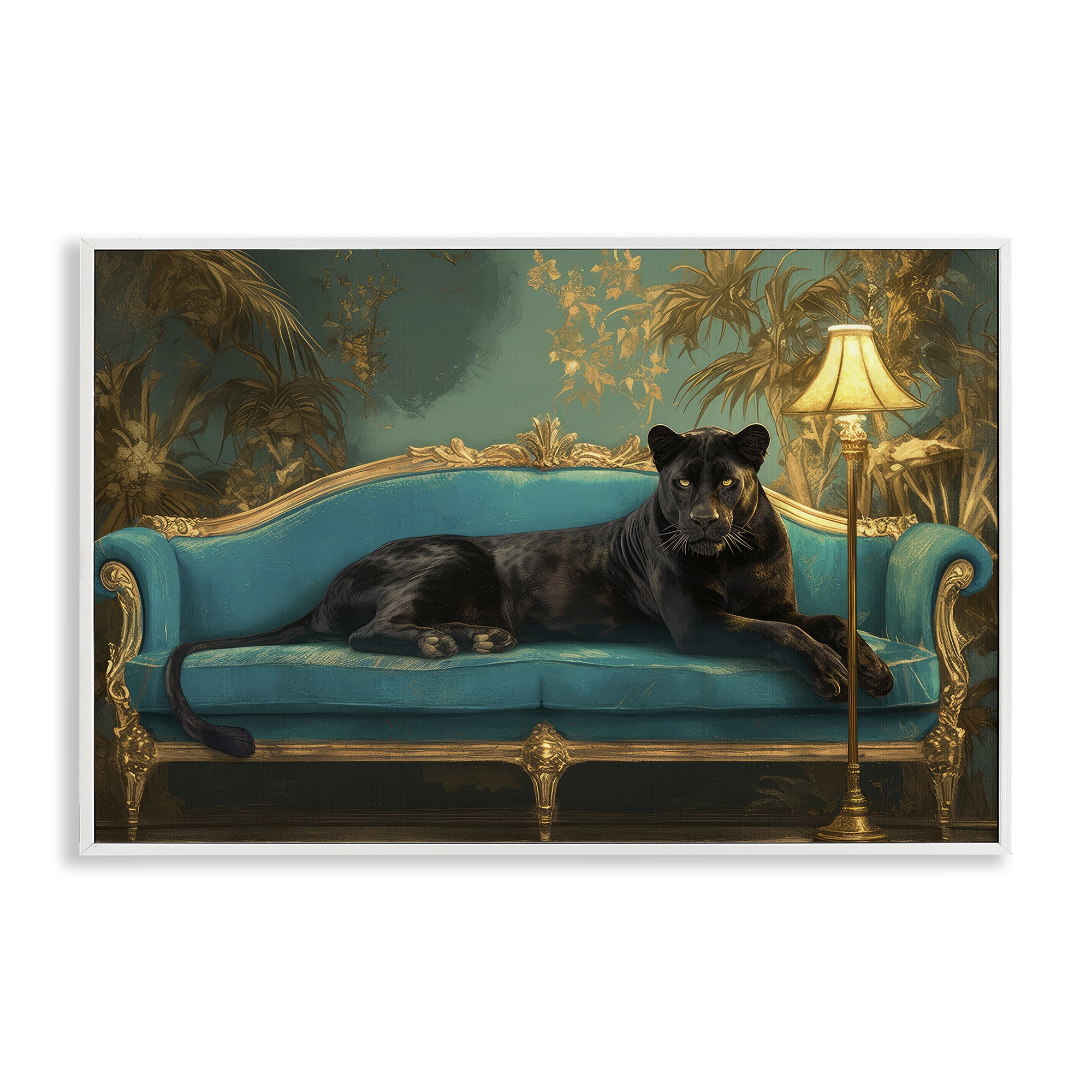Stupell Industries Exotic Lounging Panther White Framed Giclee Art, design by Tina LeCour