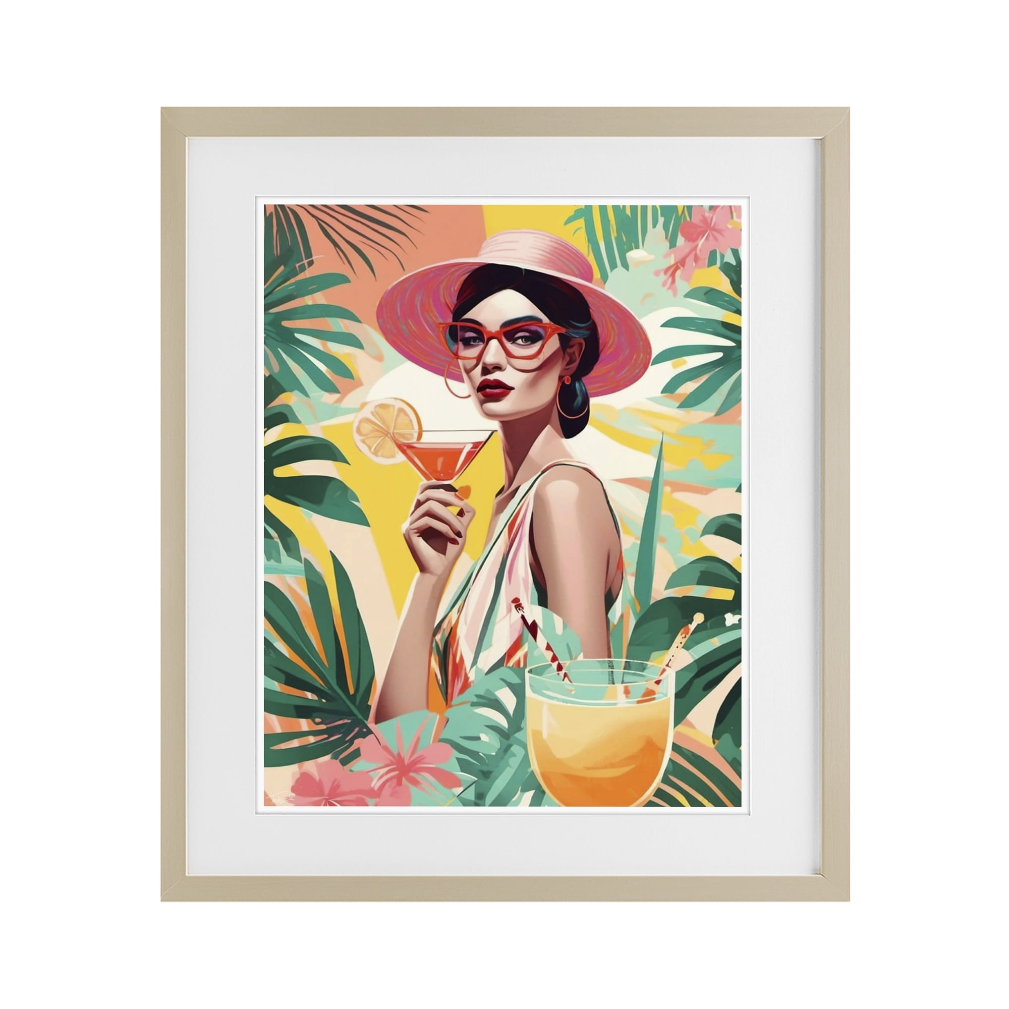Stupell Industries Exotic Summer Cocktail Birch Framed Print Under Glass, design by Tabz Jones