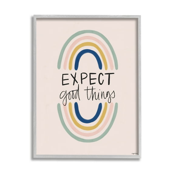 Stupell Industries Expect Good Things Phrase Double Rainbow Reflection, 11 x 14, Designed by Kyra Brown