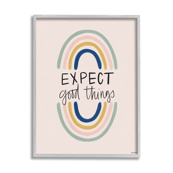 Stupell Industries Expect Good Things Phrase Double Rainbow Reflection, 11 x 14, Designed by Kyra Brown