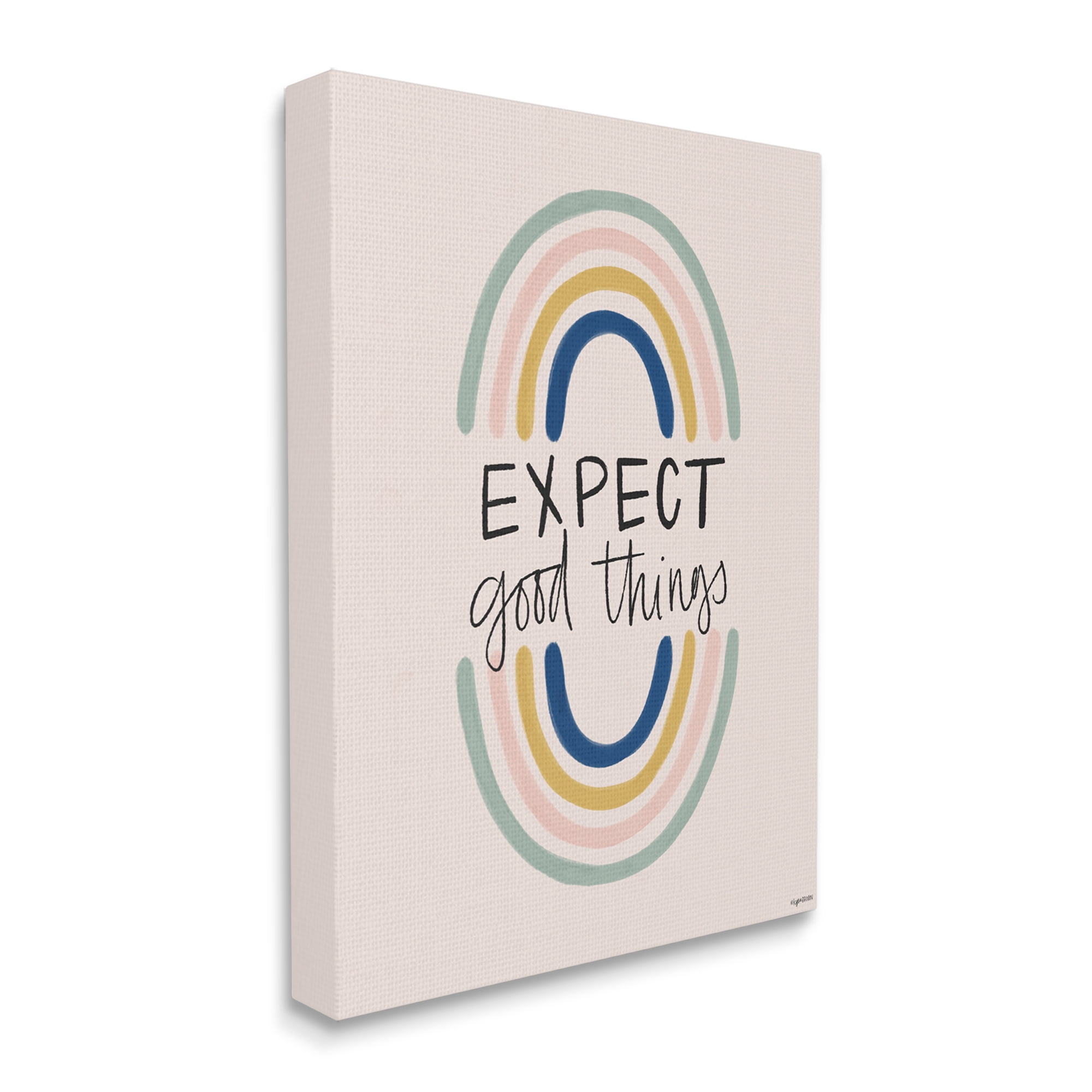 Expect Good Things Phrase Double Rainbow Reflection Canvas Art