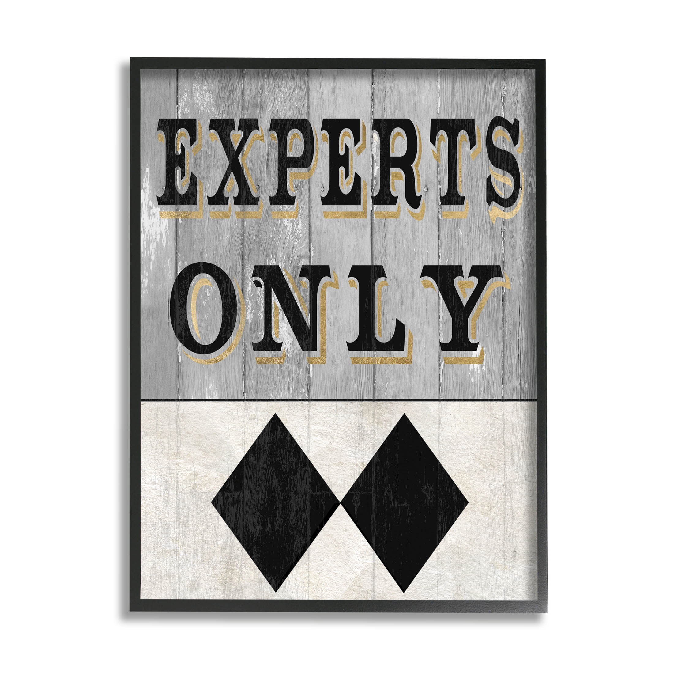 Stupell Industries Experts Only Ski Black Diamond Graphic Art Black Framed Art Print Wall Art, Design by Livi Finn