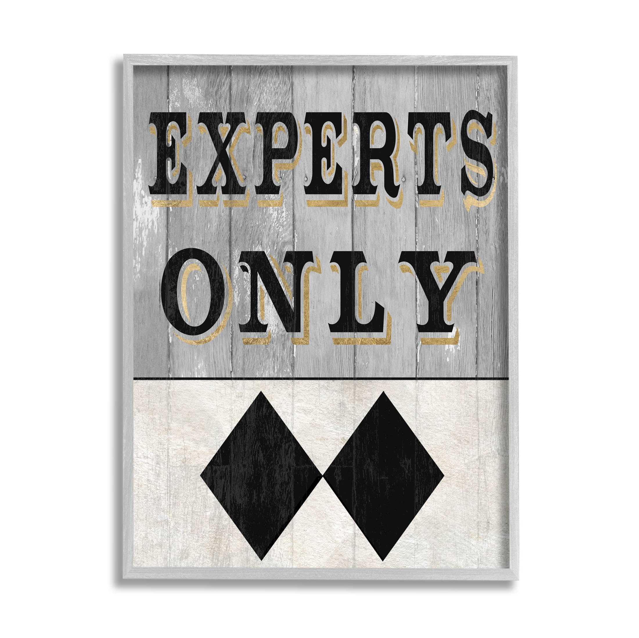 Stupell Industries Experts Only Ski Black Diamond Graphic Art Gray Framed Art Print Wall Art, Design by Livi Finn