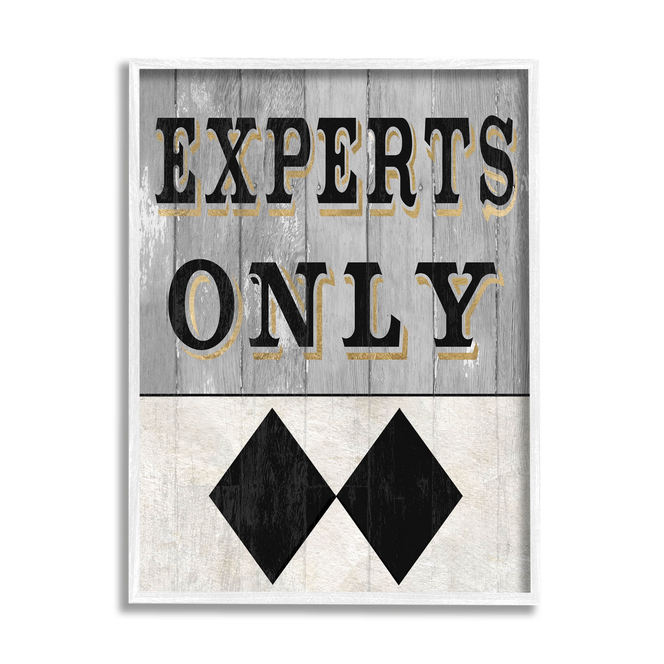 Stupell Industries Experts Only Ski Black Diamond Graphic Art White Framed Art Print Wall Art, Design by Livi Finn