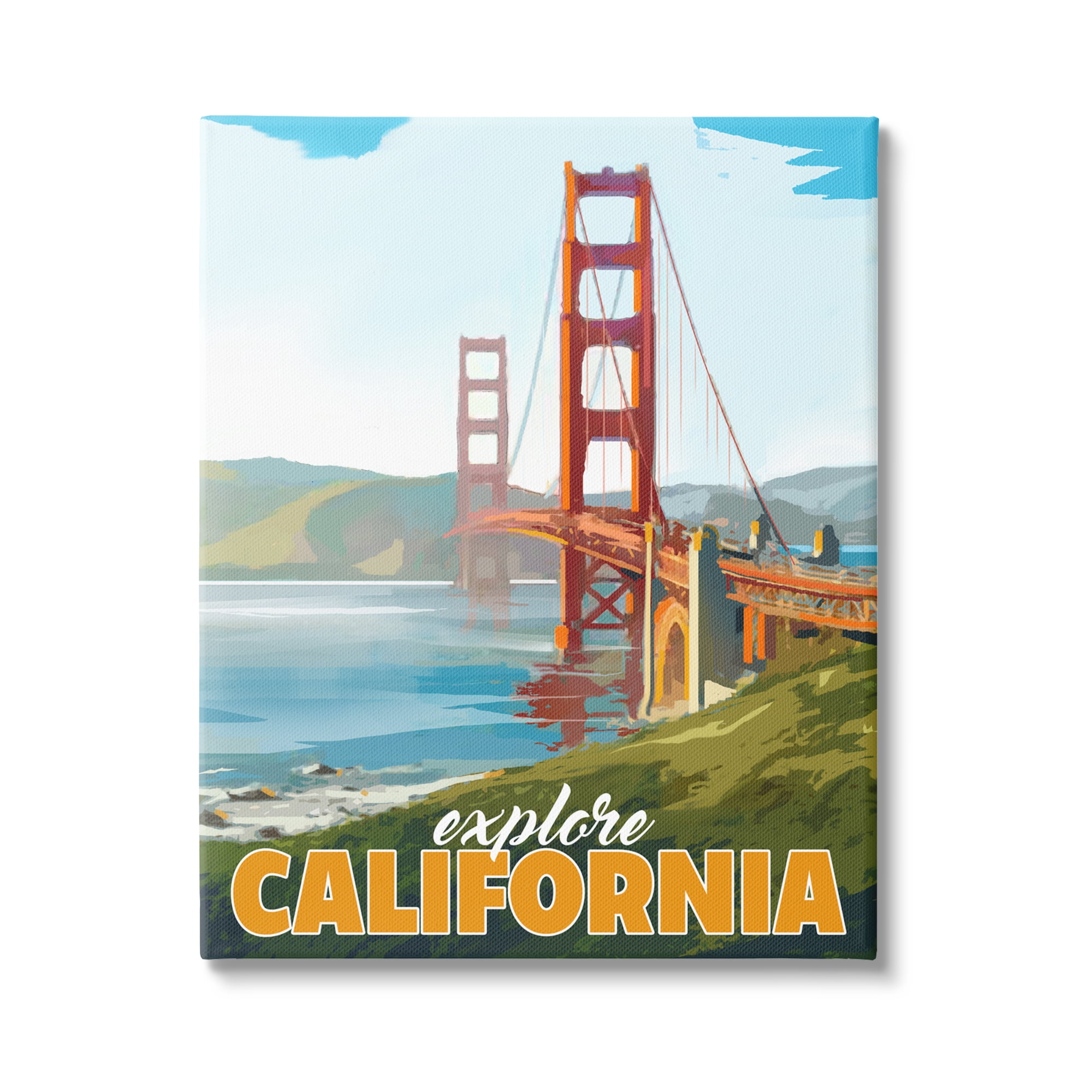Stupell Industries Explore California Water Bridge Distant Meadows Scenery Graphic Art Gallery Wrapped Canvas Print Wall Art, Design by David Owens Illustration