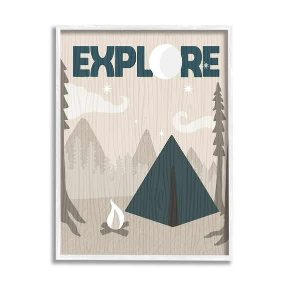 Stupell Industries Explore Camping Nighttime Tent Campfire Woodland , 16 x 20, Design by Daphne Polselli