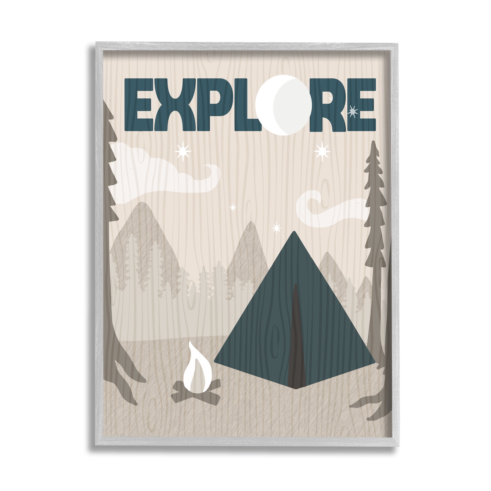 Stupell Industries Explore Camping Nighttime Tent Campfire Woodland , 24 x 30, Design by Daphne Polselli