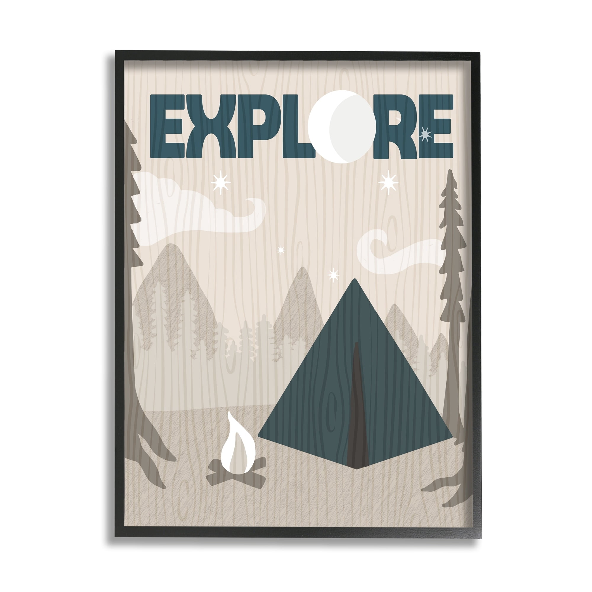 Stupell Industries Explore Camping Nighttime Tent Campfire Woodland , 24 x 30, Design by Daphne Polselli