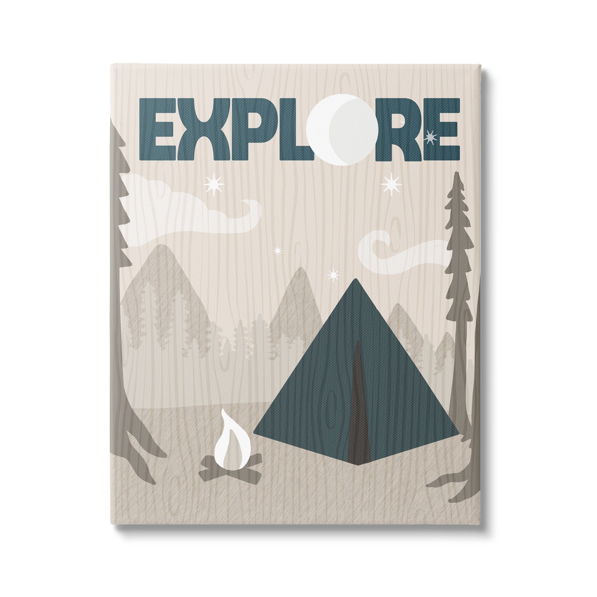 Stupell Industries Explore Camping Nighttime Tent Campfire Woodland , 36 x 48, Design by Daphne Polselli
