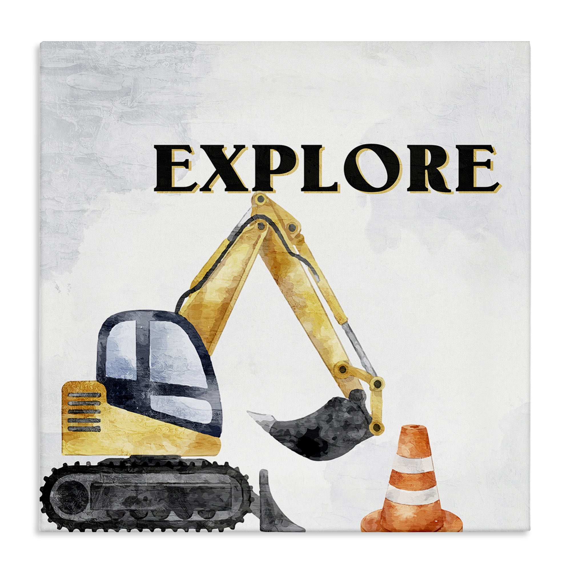 Stupell Industries Explore Construction Vehicle Transportation Painting Wrapped Canvas Art Print Wall Art, 17 x 17