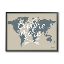 Stupell Industries Explore More Sentiment Crossed Arrows World Map Inspirational Painting Black Framed Art Print Wall Art, 11 x 14