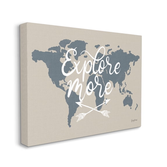 Stupell Industries Explore More Sentiment Crossed Arrows World Map Inspirational Painting Gallery Wrapped Canvas Print Wall Art, 36 x 48