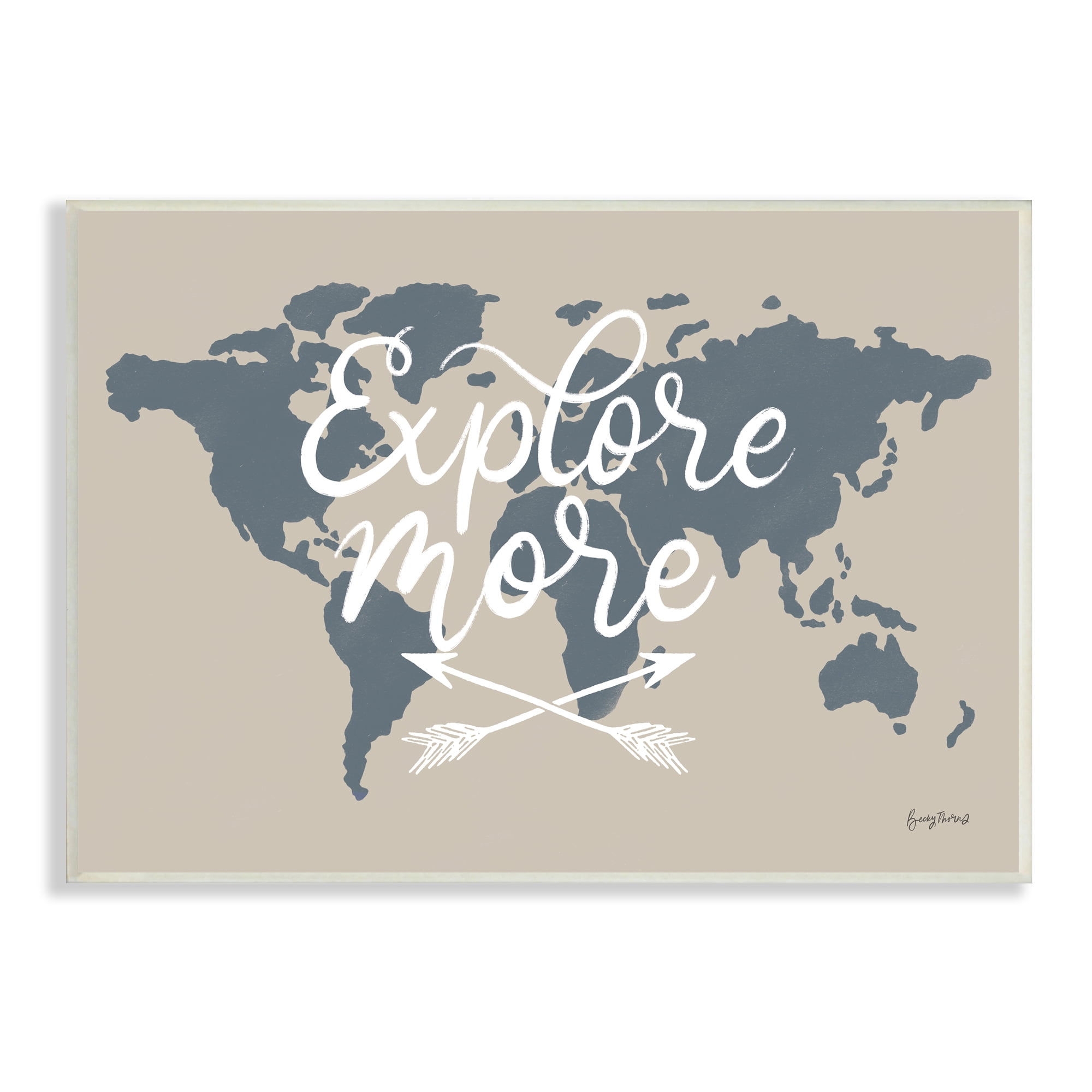 Stupell Industries Explore More Sentiment Crossed Arrows World Map Inspirational Painting Unframed Art Print Wall Art, 10 x 15