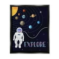 thumbnail image 1 of Stupell Industries Explore Outer Space Adventure Astronaut Among Planets Graphic Art Jet Black Floating Framed Canvas Print Wall Art, Design by Linda Birtel, 1 of 5