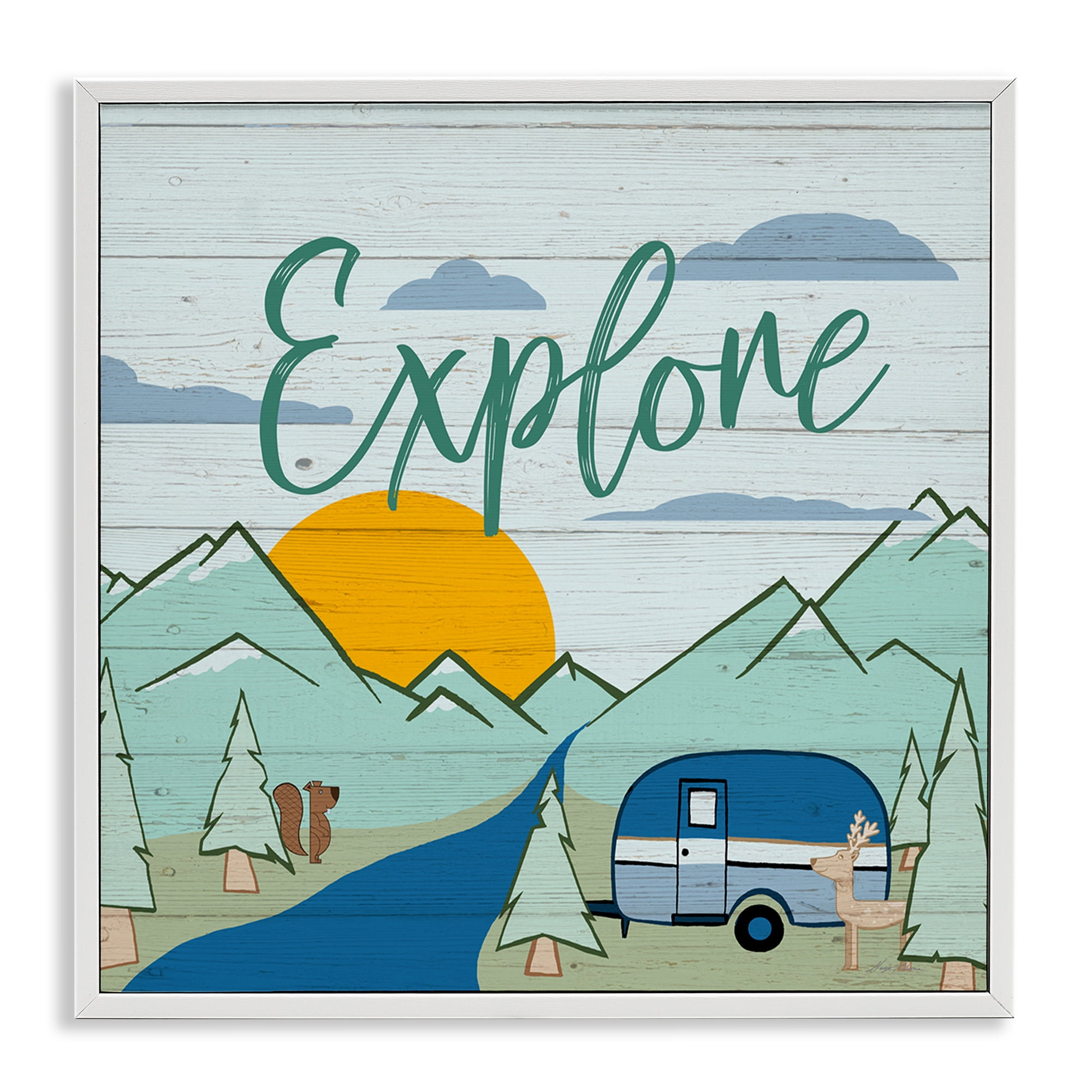 Stupell Industries Explore Rustic Adventure Landscape & Nature Painting White Framed Art Print Wall Art, 12 x 12