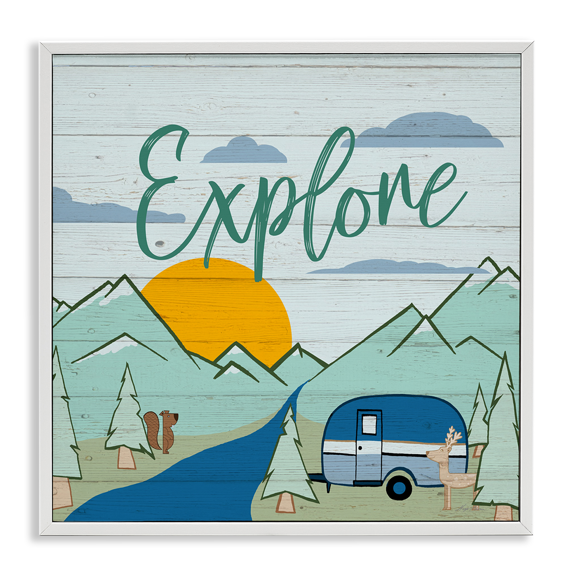 Stupell Industries Explore Rustic Adventure Landscape & Nature Painting White Framed Art Print Wall Art, 24 x 24